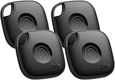 [50% off] Tile by Life360 Mate - Bluetooth Tracker, Keys Finder and Item Locator for Keys, Bags and More. Phone Finder. Both iOS and Android Compatible. 4-Pack (Black)