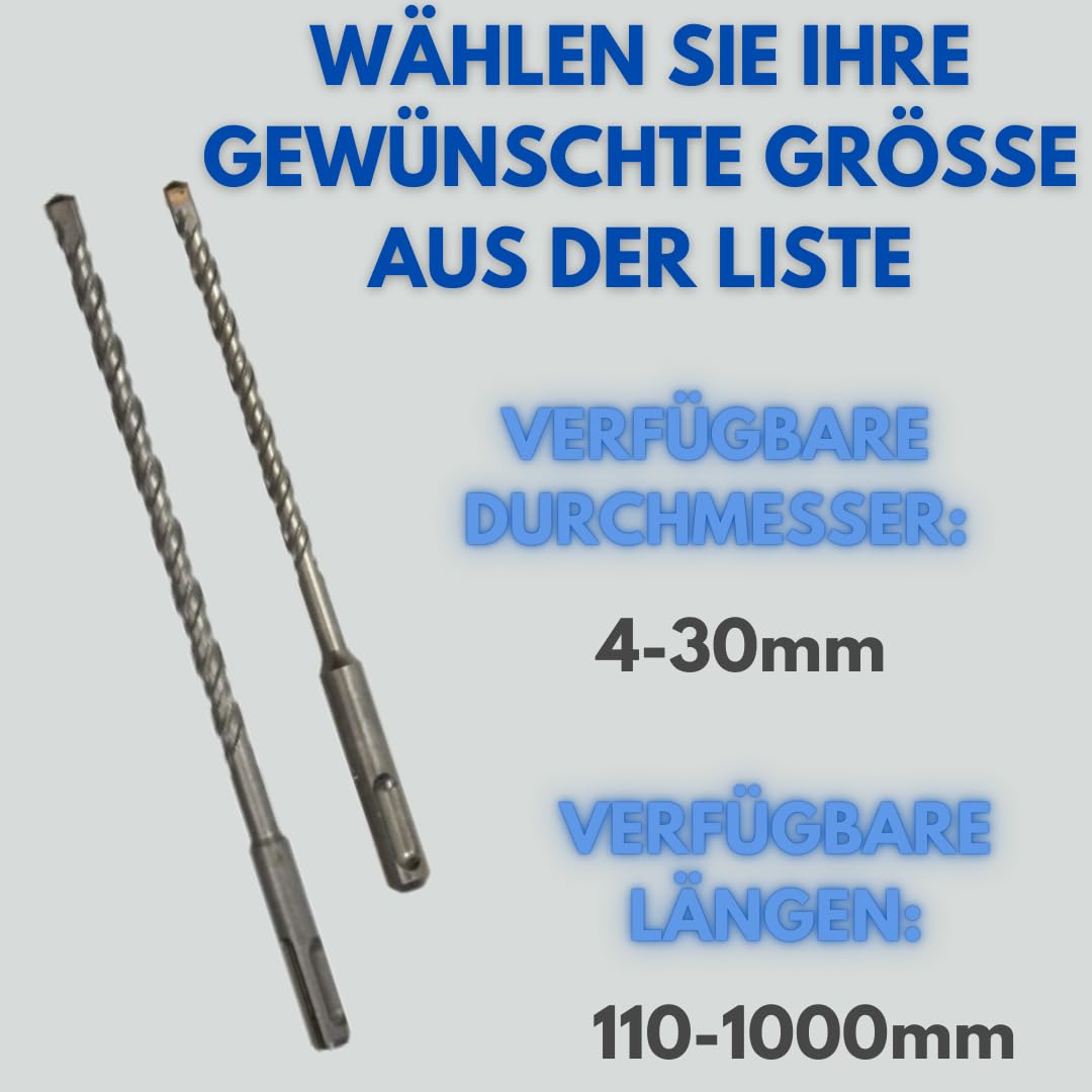 30x1000mm SDS+ Bohrer für Stein Beton und Mauerwerk, SDS PLUS, Betonbohrer, Steinbohrer mit Hartmetall, Schlagbohrer