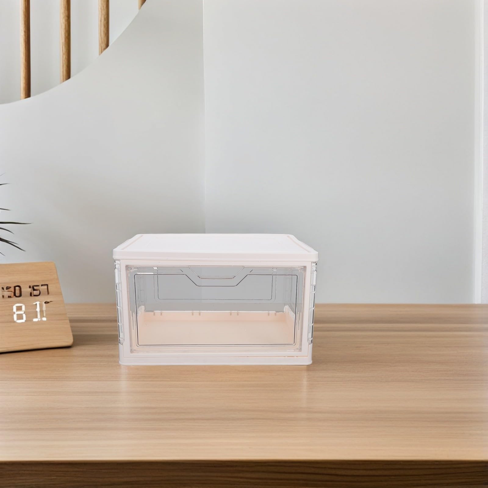 STOBAZA Transparente Stapelbare Kunststoffbox mit Magnetischer Tür und Deckel Stapelbarer Aufbewahrungsbehälter für Snacks und Medizin für Wohnzimmer und Arbeitszimmer