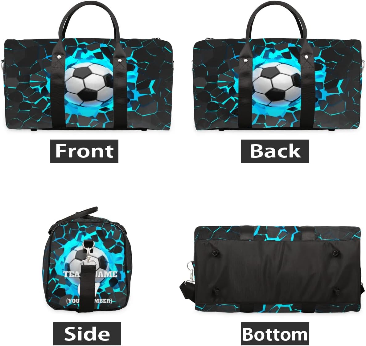 Travel Duffle Bags for Men,Custom 3D Light Wall Football Sports Overnight Bags Personalized Gym Bag Water Resistant Weekender Sleepover Carry On Bag
