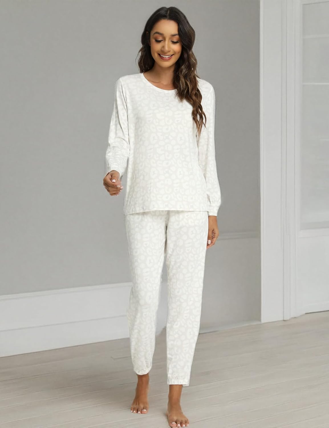 GYS Womens Pajamas Set - Viscose Made from Bamboo, Long Sleeve Sleepwear Tops with Jogger Pants Lounge Pjs Sets - Image 7