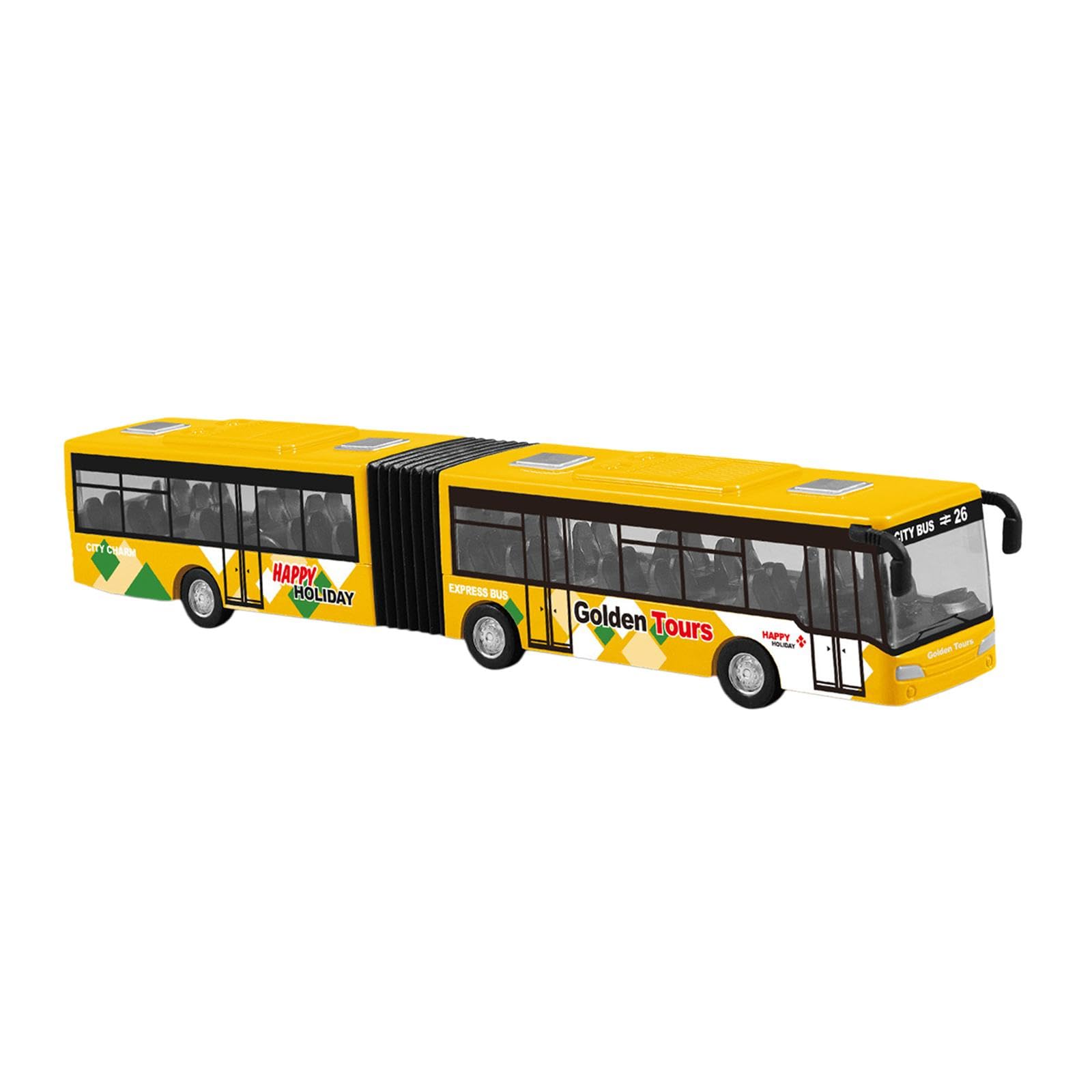 Pull Back Gelenkbus Diecast Fahrzeug Aus Metall mit Detailgetreuen Sitzen für Kinder für Sammeln Dekoration Rollenspiele, Orange