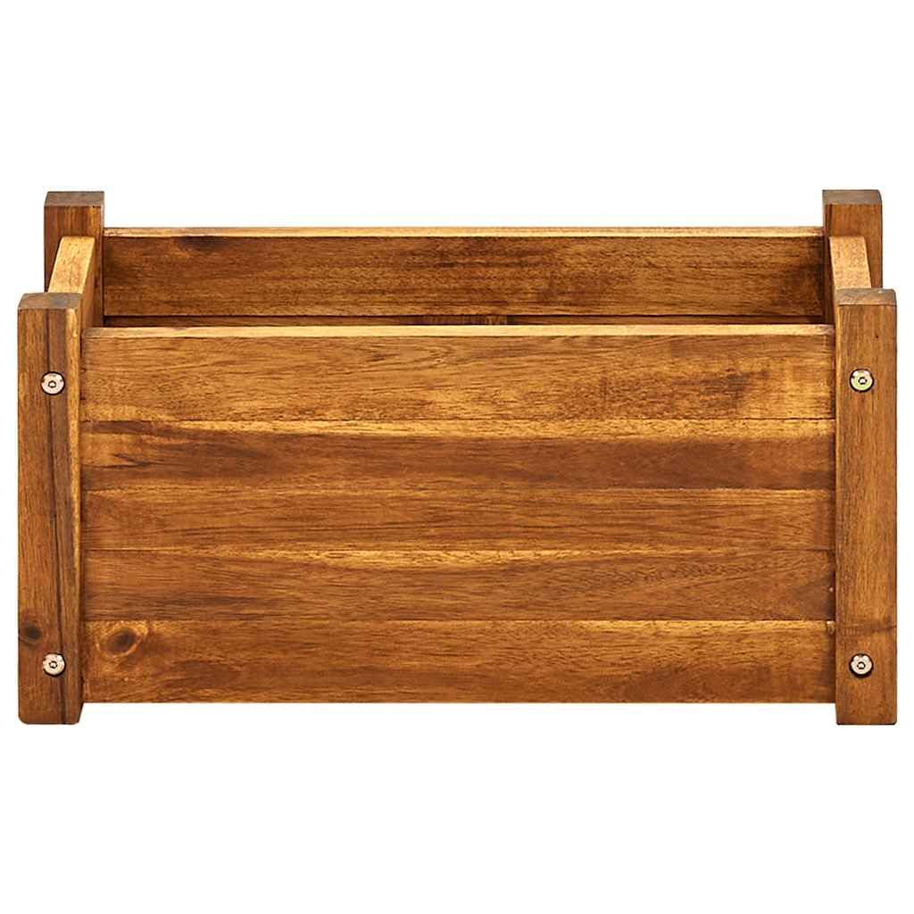Rectangu Garten-Hochbeet, Outdoor Blumenkübel & Pflanzkübel, Verrottungsbeständi Akazienholz Blumentöpfe für Terrasse & Balkon, 50 x 25 x 25 cm, contenitore per piante