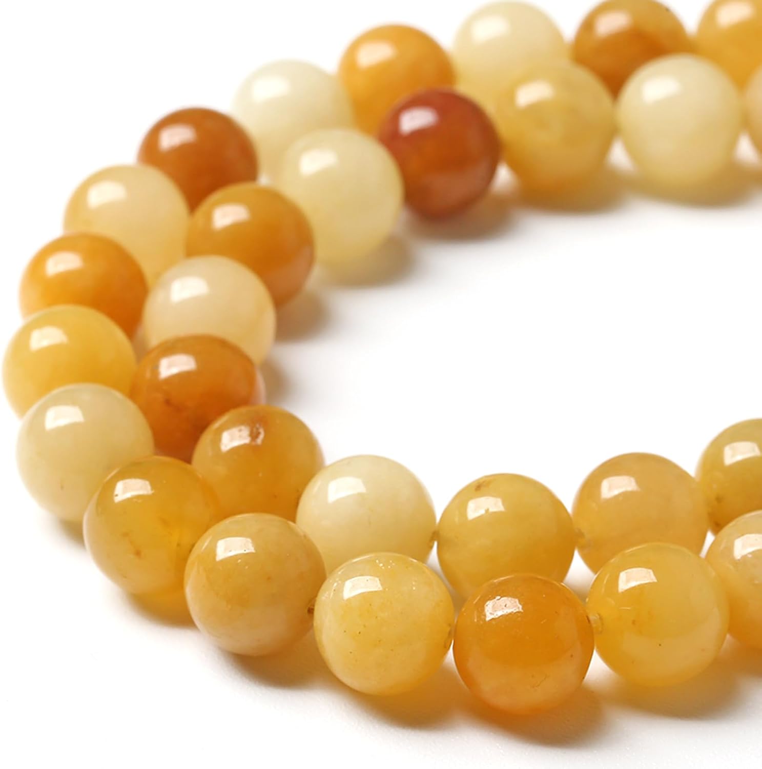 180pcs 4MM Natural Stone Topaz Yellow Aventurine Jade Round Beads Loose Beads for Jewelry Making DIY Bracelet 2 Strands 32" - Image 4