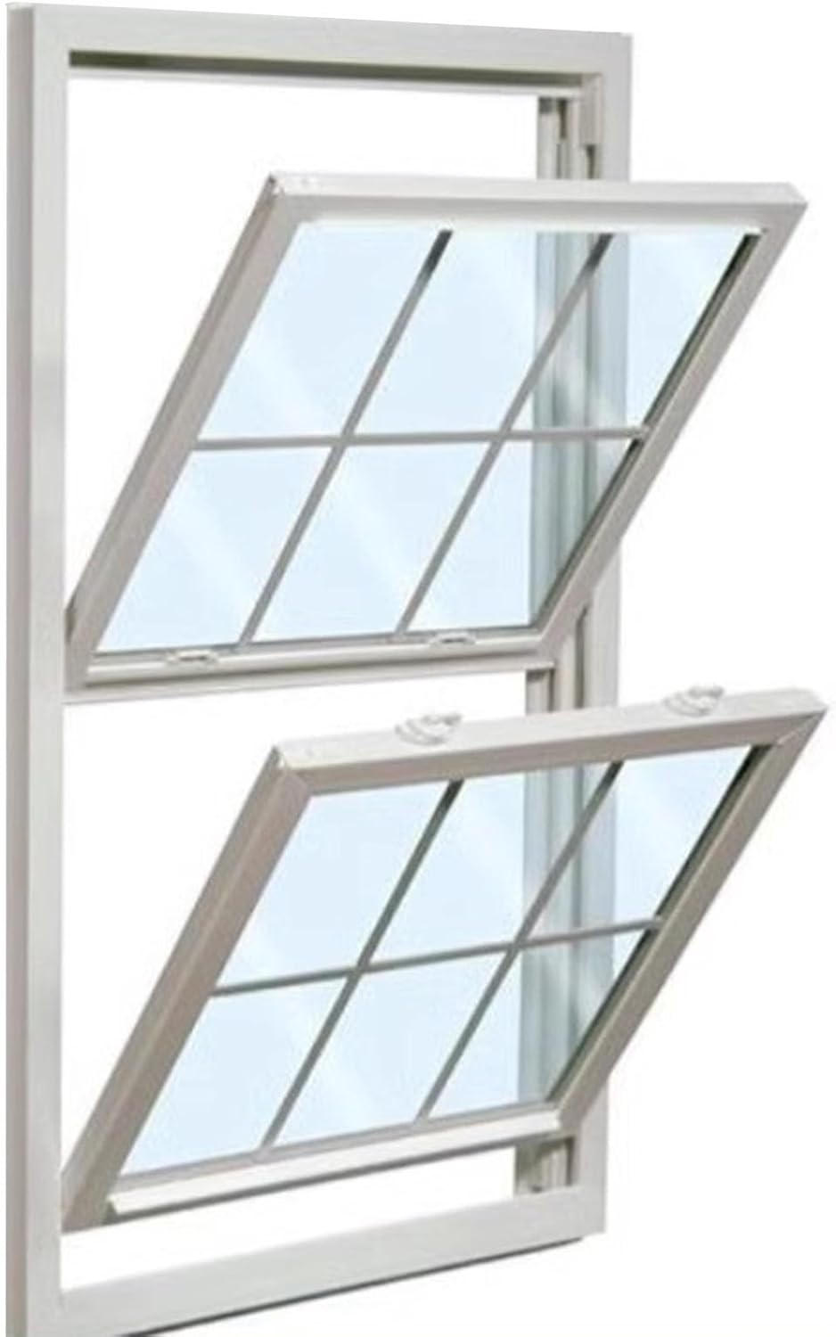 White Double Hung Window with Hollow Tempered Glass, Aluminum Frame Large Household Windows Replacement, Bathroom Vertical Sliding Window(20x36in (508x914mm))