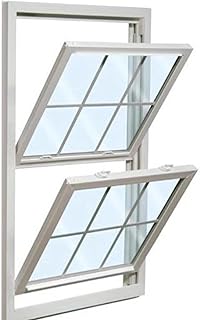 White Double Hung Window with Hollow Tempered Glass, Aluminum Frame Larg...