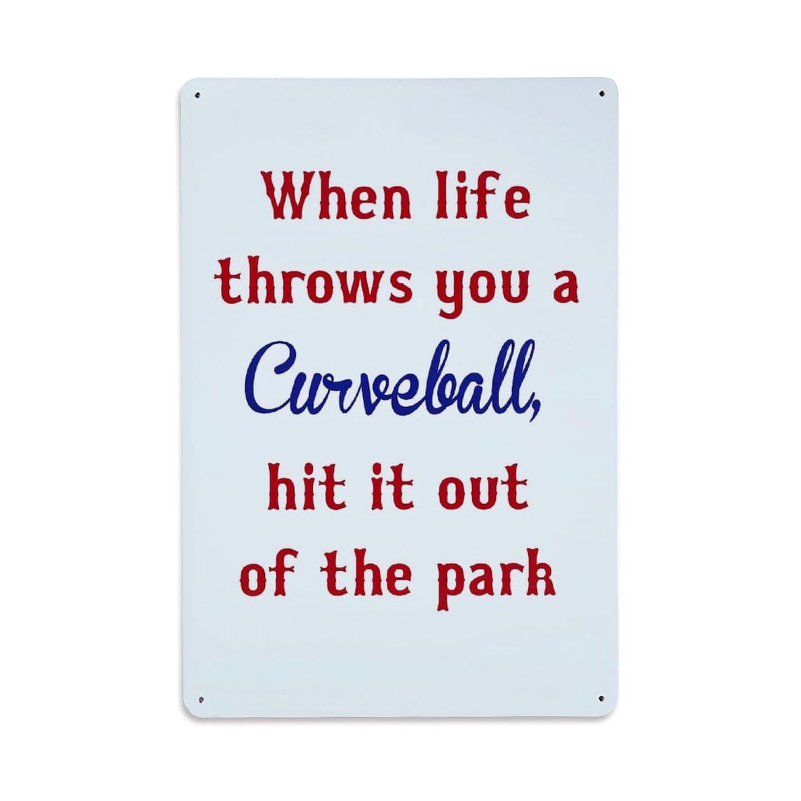 Jdyaojiesheng Vintage When Life Throws You A Curveball Hit It Out Of The Park Tin Sign Retro Metal Wall Decor Metal Poster, Home Bar Garage Farmhouse Cafe Wall Art Decoration 8X12inches