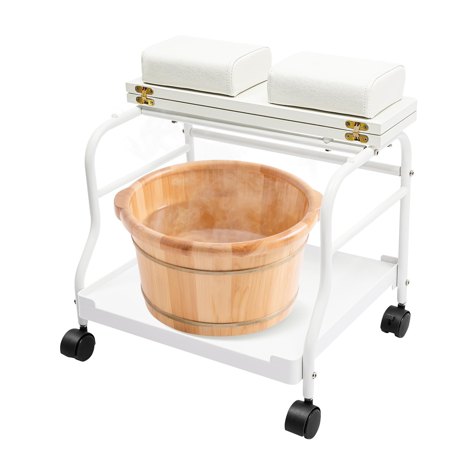 Pedicure Cart Portable Trolley, Portable Esthetician Trolley Cart for Beauty Salon Nail Or Foot Bath Spa, Cushion Funiture Massage Table Salon