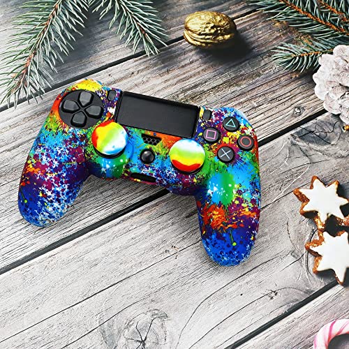 Image of Ps4 Skin, Anti-Slip Shell Cover Case with 10 Joystick Grips Silicone Cover Sticker for PlayStation 4 Controller