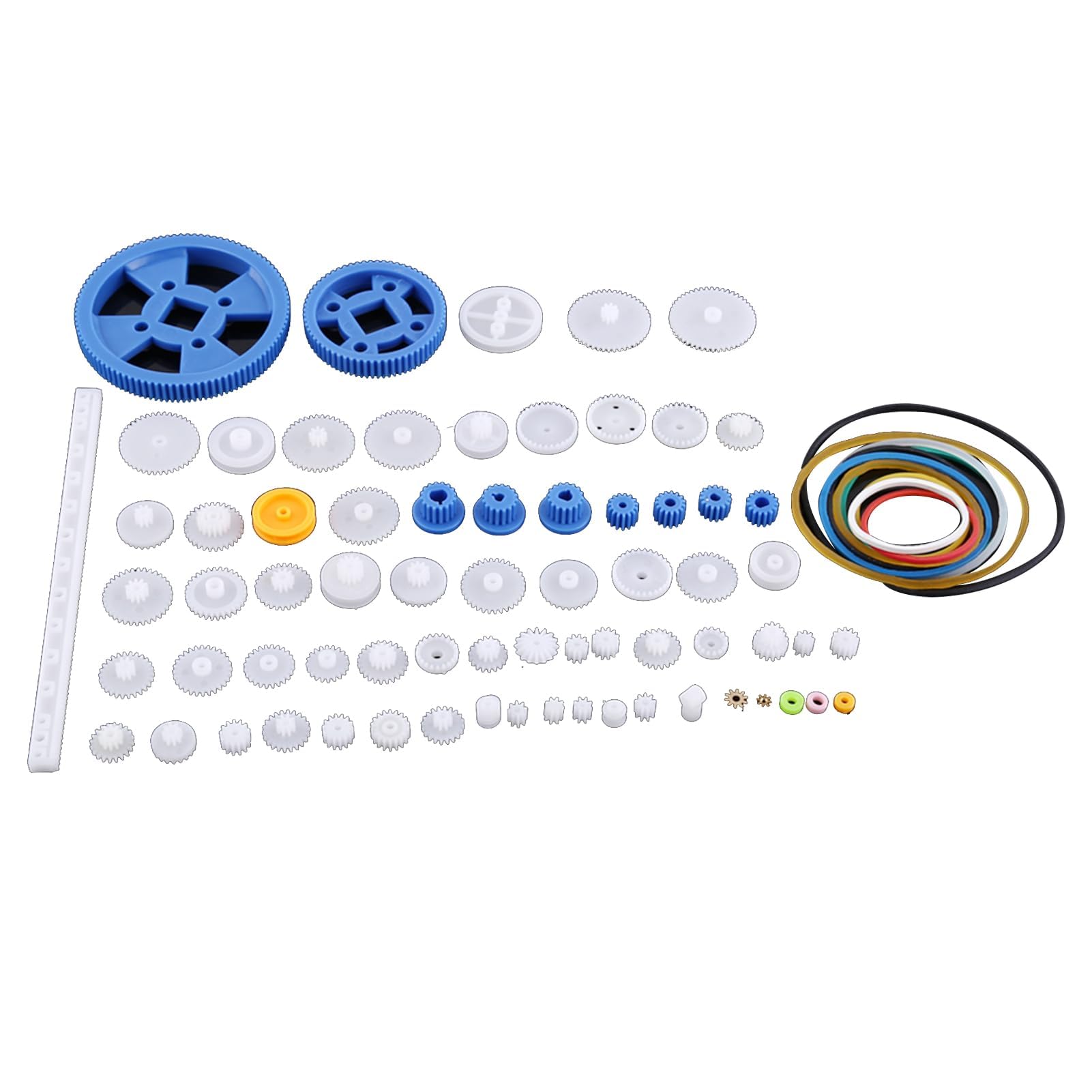 Fafeicy Set Ingranaggi in Plastica, Ingranaggi Motore Elettrico 12v, Kit Viti Senza Fine per Puleggia, Set Ingranaggi per Corona, Parti Giocattoli per Robot Giocattolo(80 Gear Packages)