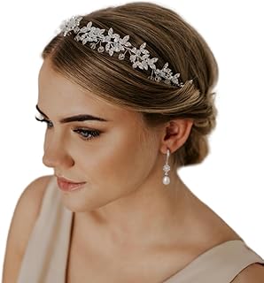 SWEETV Silver Rhinestone Wedding Headband Tiara Crystal Headpiece Bridal Hair Accessories for Bride Women