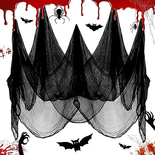 Halloween Deko Stoff 8m - Gruseltuch Mit 48 Fledermaus Aufklebern