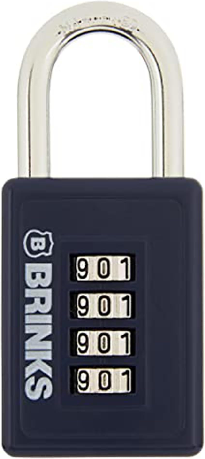 BRINKS - 40mm 4-Dial Resettable Sports Padlock - Zinc Die-Cast Body with Chrome Plated Shackle, Navy
