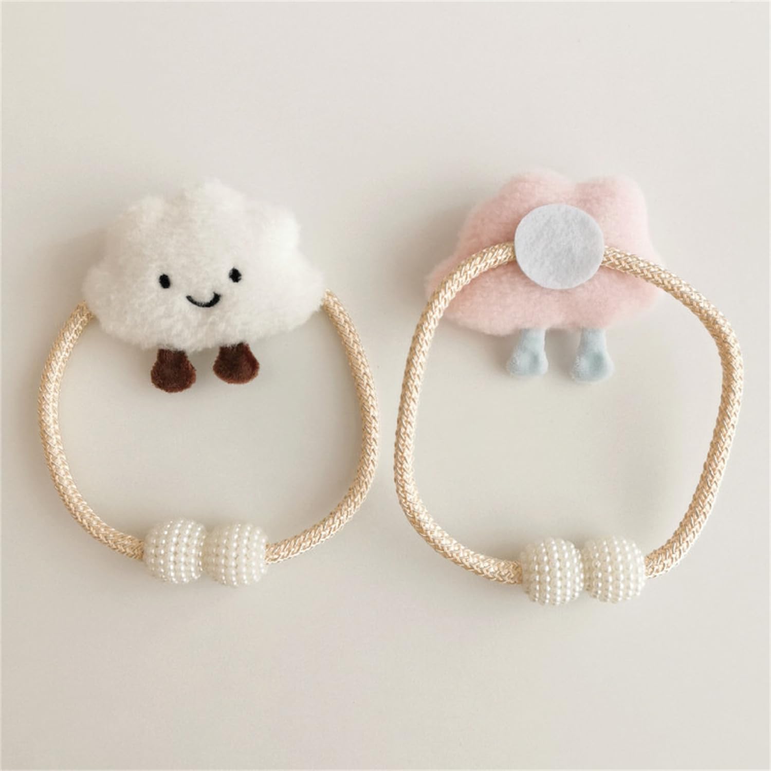 Herfair Lot De 2 Embrasses De Rideaux - Clips De Rideaux - Nuages De Dessin Animé - Crochets De Rideaux - Anneaux - Pour Décoration De Chambre D'enfant - Rose