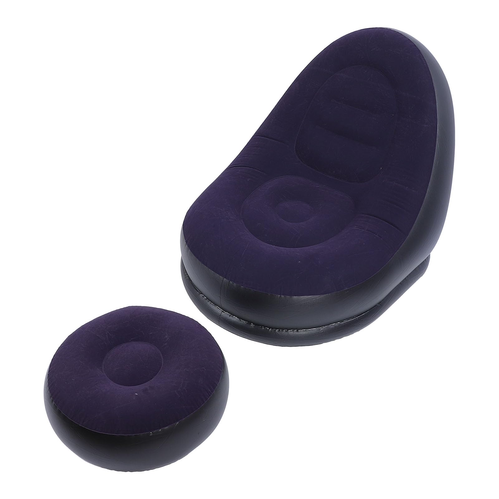 ciciglow Canapé Gonflable, Chaise Longue Gonflable avec Repose-Pieds, Charge de 100 Kg, Flocage Doux, Chaise Longue Gonflable pour Salon, Voyage en Plein Air (Bleu foncé)