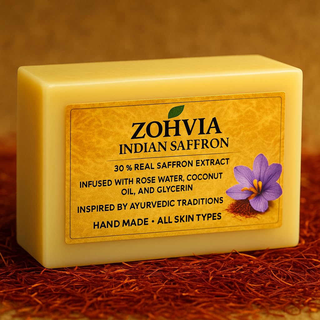 Moisturizing Bar Soap for Dry Skin 4 4oz Herbal soap Handmade Ayurvedic Glow Soap with Saffron Wheatgerm Glycerin