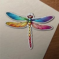 3 PCS Colorful Dragonfly Sticker – Vibrant Rainbow Dragonfly Decal, Waterproof Vinyl Sticker for Laptop, Water Bottle, Notebook, Phone Case – Aesthetic Nature Sticker for Kids & Adults Q14