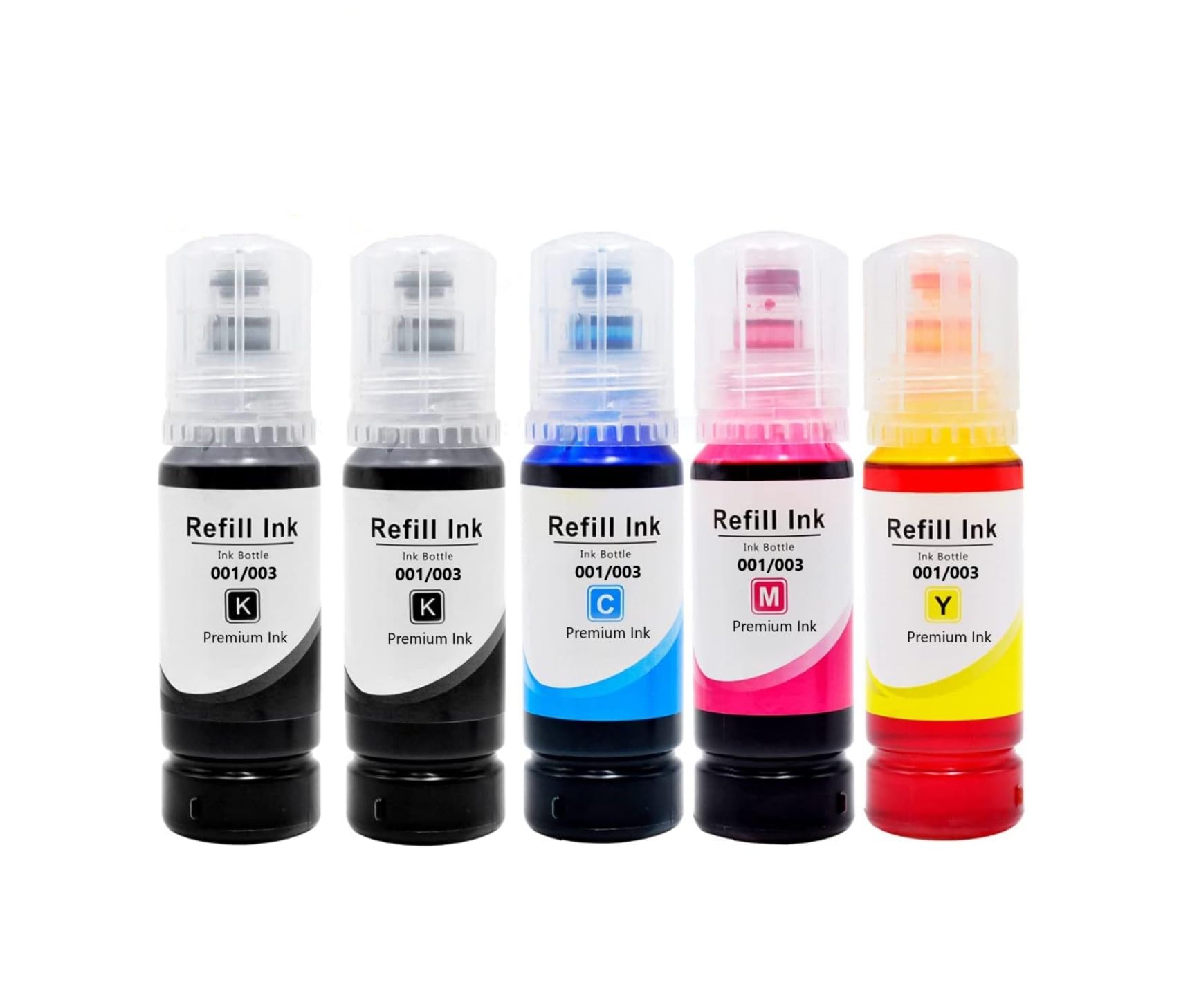 INKSPOT Ink Refill dye Ink for Epson 001 003 Ink Bottle for Epson L3110, L3150, L4260, L4160, L3152, L3115, L3100, L3101, L3116, L3151, L3156, L1110... (001/003 YCM + 2PCS Black)