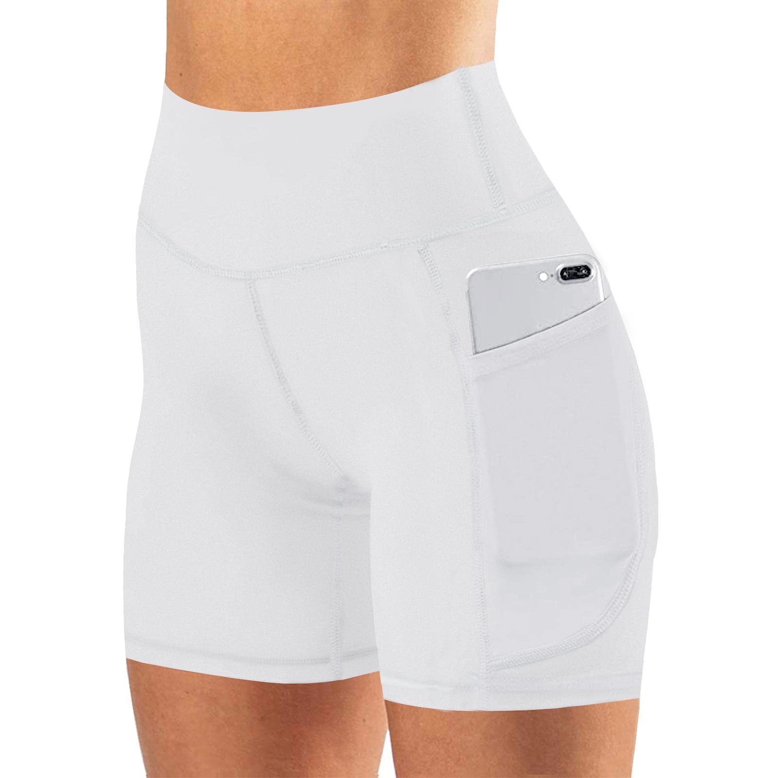 keriffe Damskie szorty crossover Biker 12,7 cm wysoka talia joga trening sportowe bieganie spandex szorty