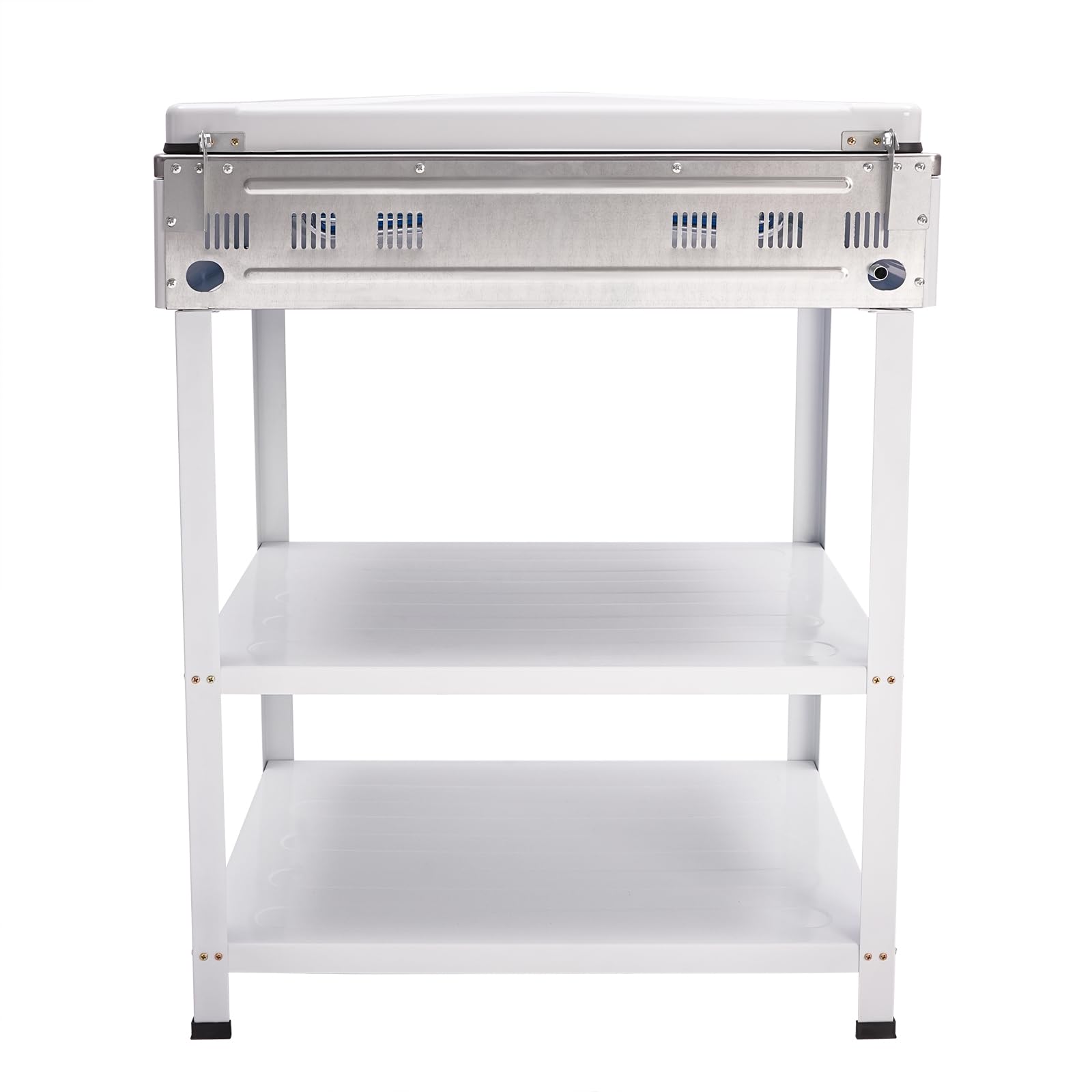 Fornello a gas naturale da campeggio autoportante, 5 bruciatori, fornello da campeggio portatile per cucina all'aperto con 2 ripiani, 2,5 KW, per camper, campeggio (bianco)