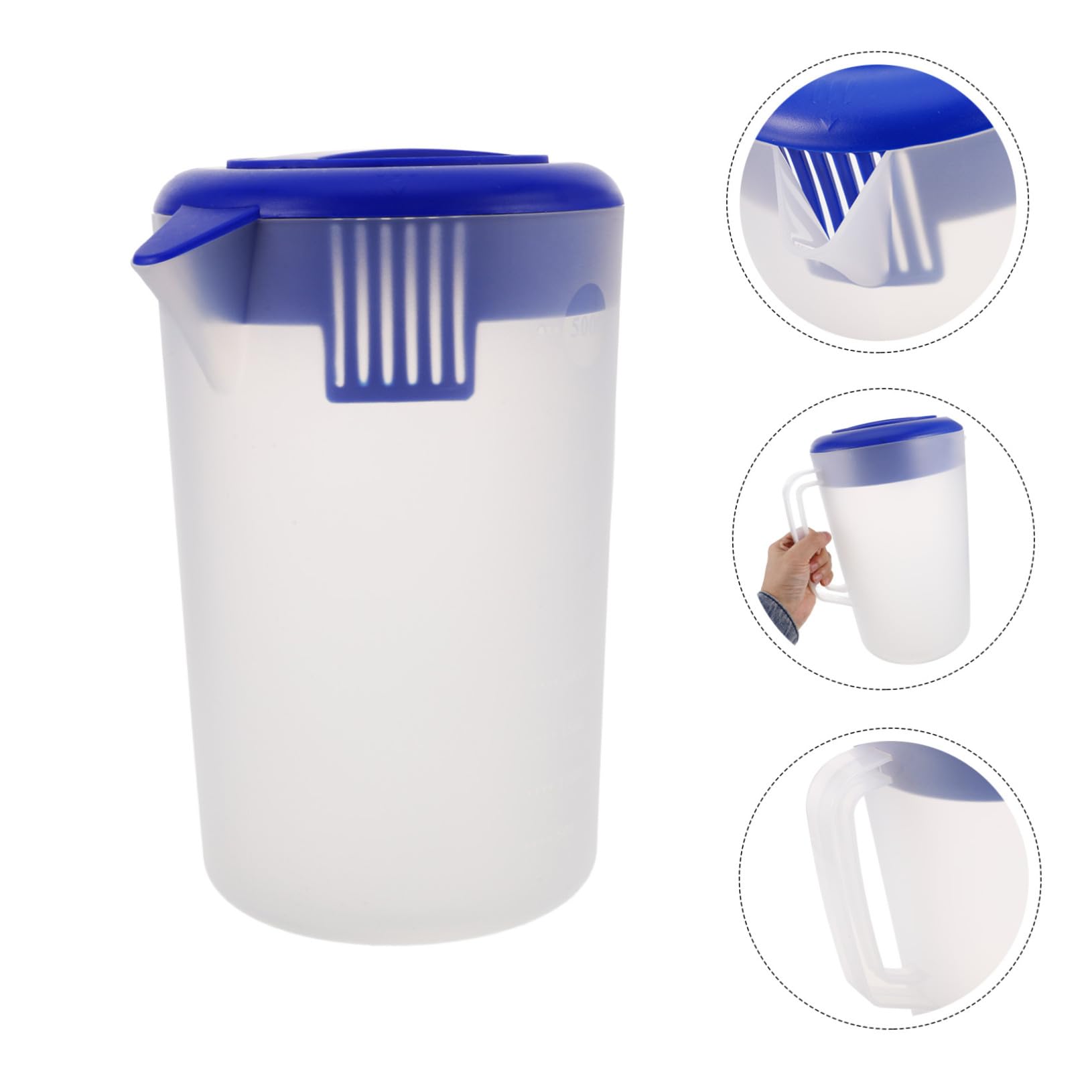 Uonlytech Brocca Design a Larga e Scala Graduata Opaca in Plastica da 5 con Coperchio e Beccuccio per Conservazione in Frigorifero e Servire Bevande