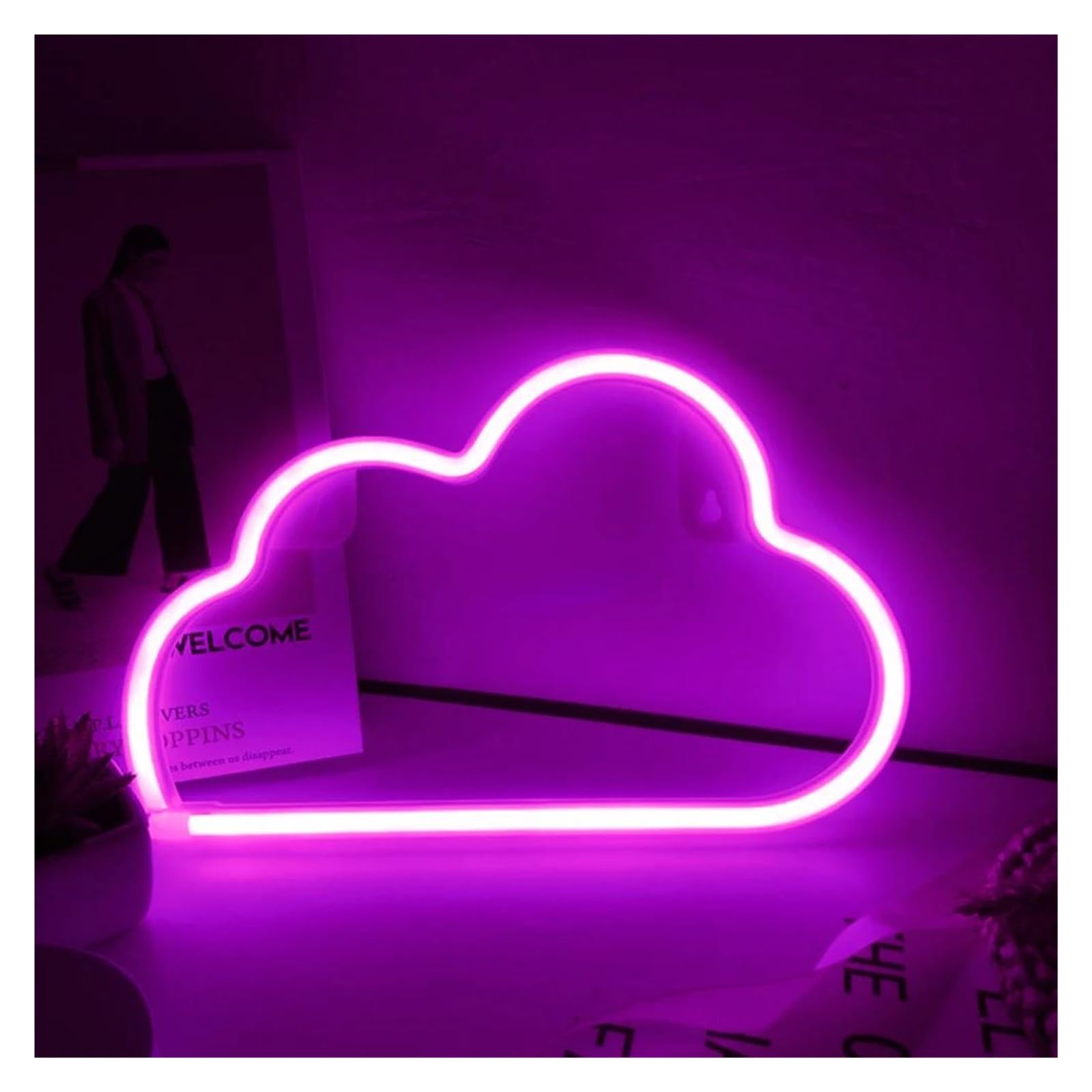 Luces Art Decoration Christmas Letrero De Luz De Neón En Forma De Nube, Lámparas De Noche De LED Neón Para Colgar En La Pared, Lámpara Decorativa Para Hogar, Dormitorio, Fiesta Y Boda(Rosa)