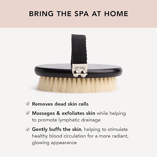 Miniatura 3 de Kitsch Cepillo corporal de cepillado en seco y exfoliante corporal, masajeador de drenaje linfático con cerdas veganas suaves para piel sensible,