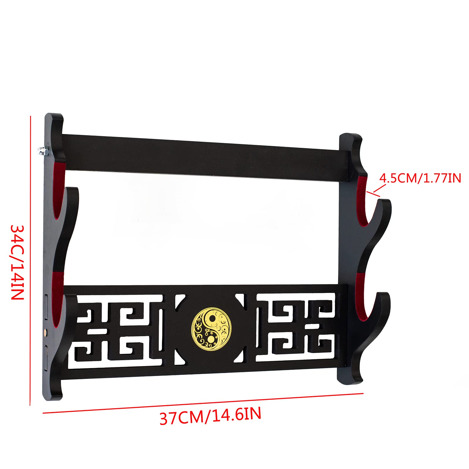 Schwerthalter Katana Wandhalterung Samurai Schwert Rahmen Display Frame Red Samt China Tai Chi Stil. (2-Schicht)