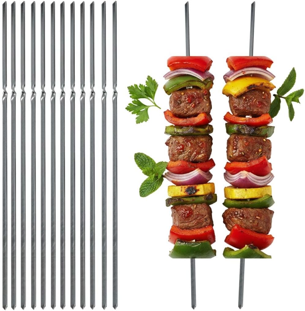 Amig - 10 Metal Skewers for Fireplus Barbecue | Stainless Steel Skewers | Reusable Metal Rods | Length: 30 cm