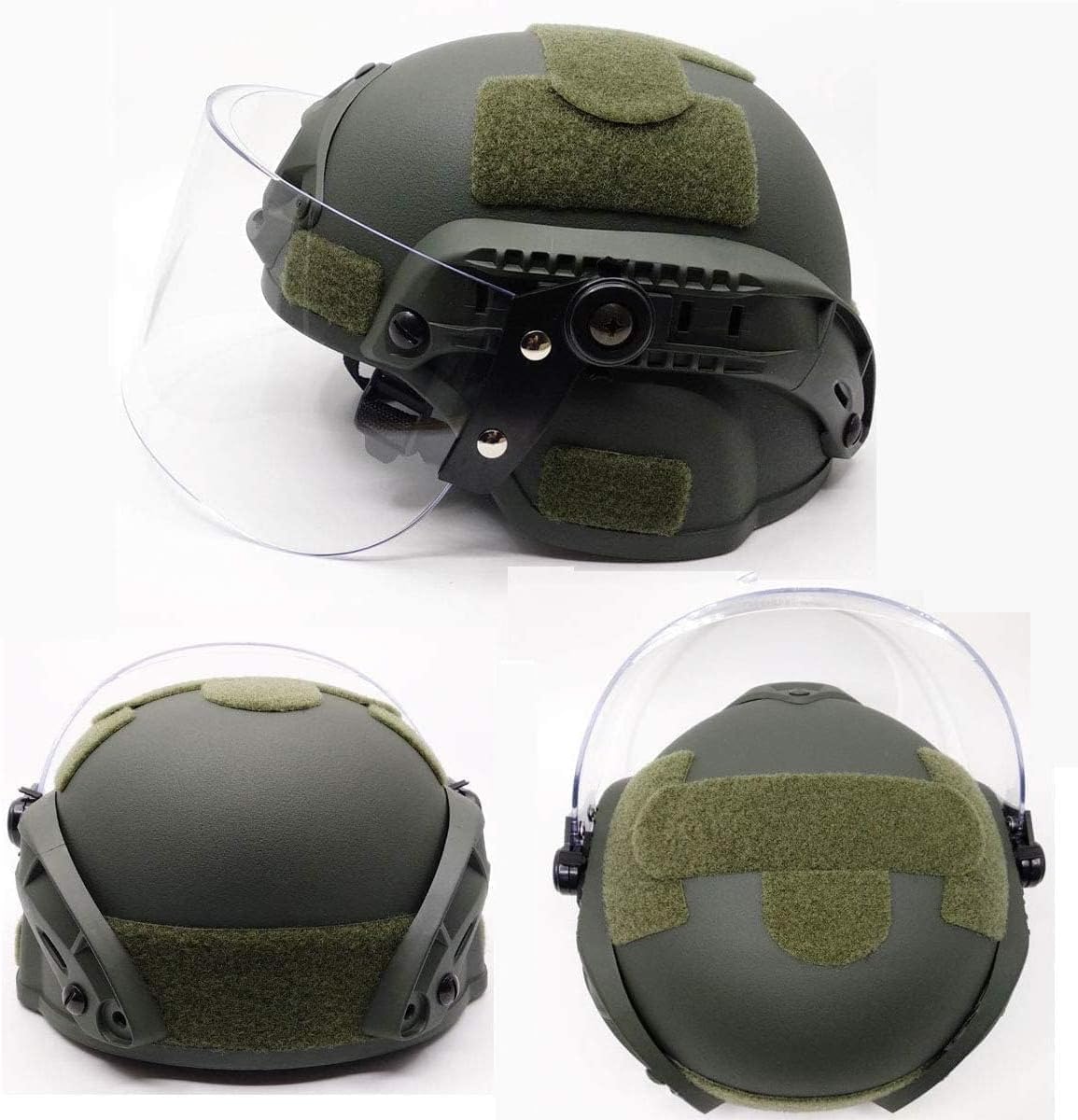 Taktischer Airsoft Mich 2000 ACH Helm,Mit Transparentem Visier NVG-Halter Und Seitenschienen für Airsoft Paintball CS Kriegsspiele im Freien