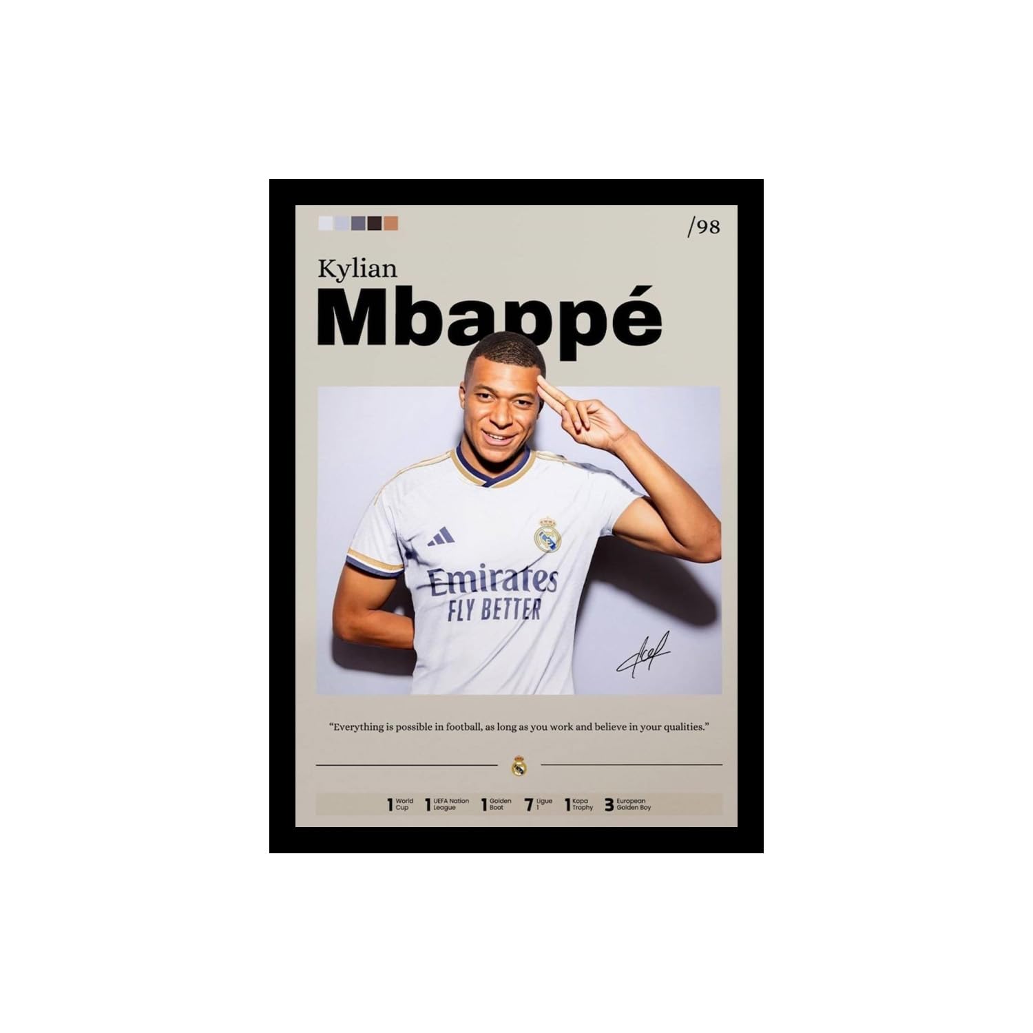 Kylian Mbappe Football Poster - Framed Wall Art -15