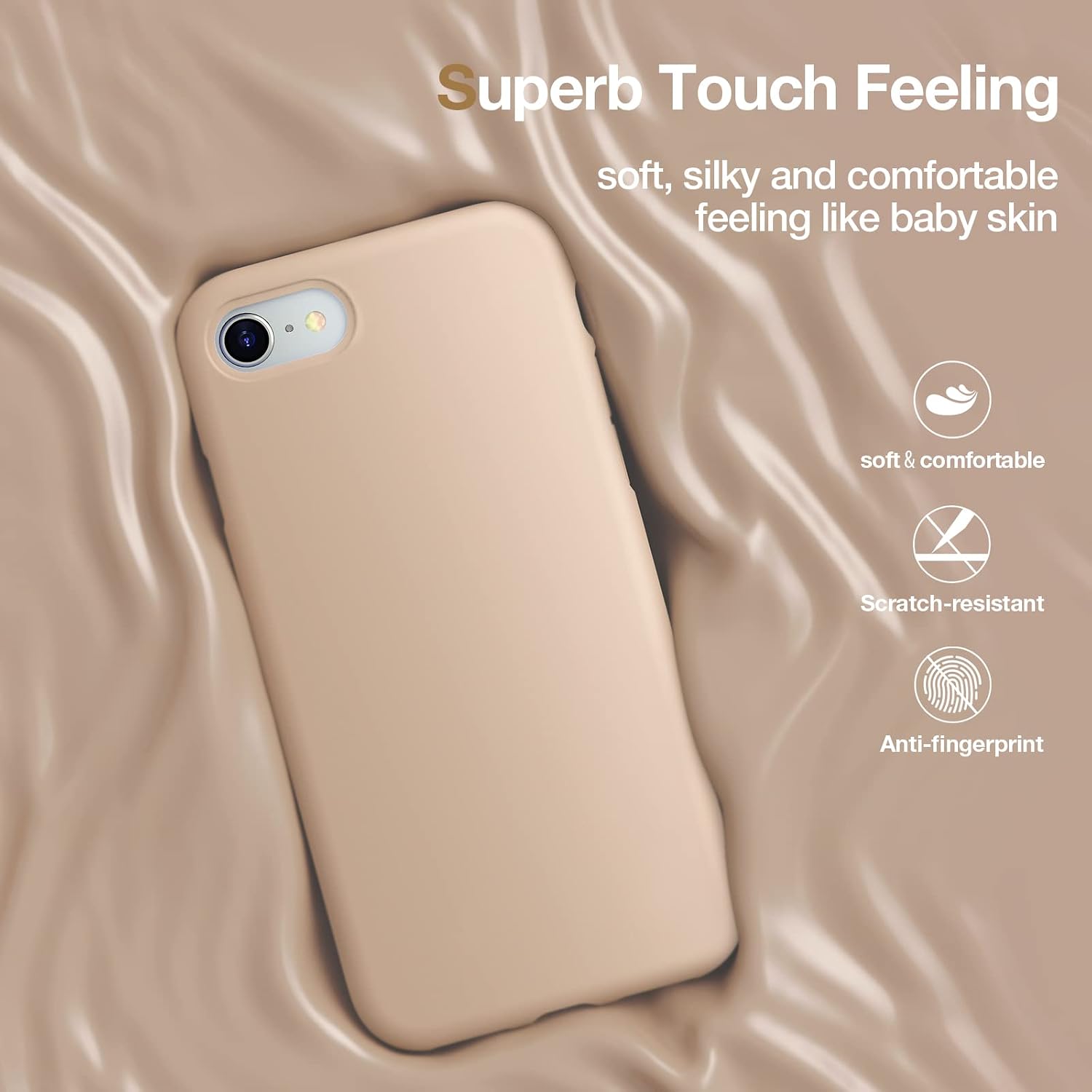 Miracase iPhone SE Case 2022/2020,iPhone 8 case,iPhone 7 Silicone Case Gel Rubber Full Body Protection Case Drop Protection for Apple iPhone SE 2022/2020/8/7(4.7")(Bean Grey)