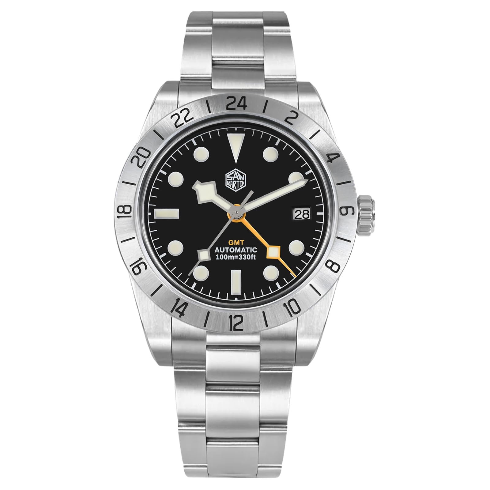 San Martin Mens Watch - SN054GE 39mm BB Automatic Dive Watch NH34 GMT Watches for Men Sapphire AR Coating 10Bar Waterproof