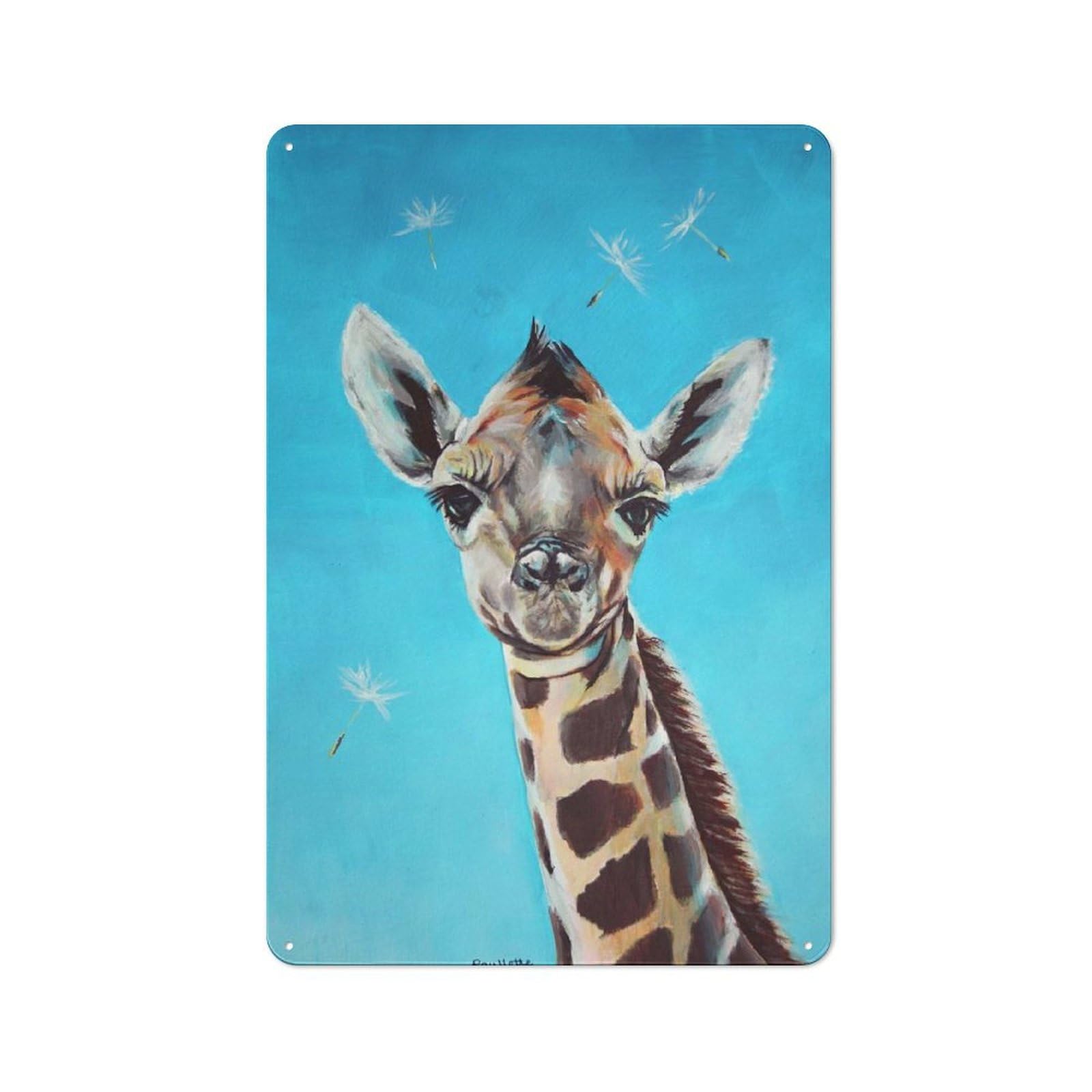 Junmoney Giraffe Vintage Metal Sign 30X20cm For Lounge Or Reading Corner, For Garage, Workshop And Man Cave Decoration