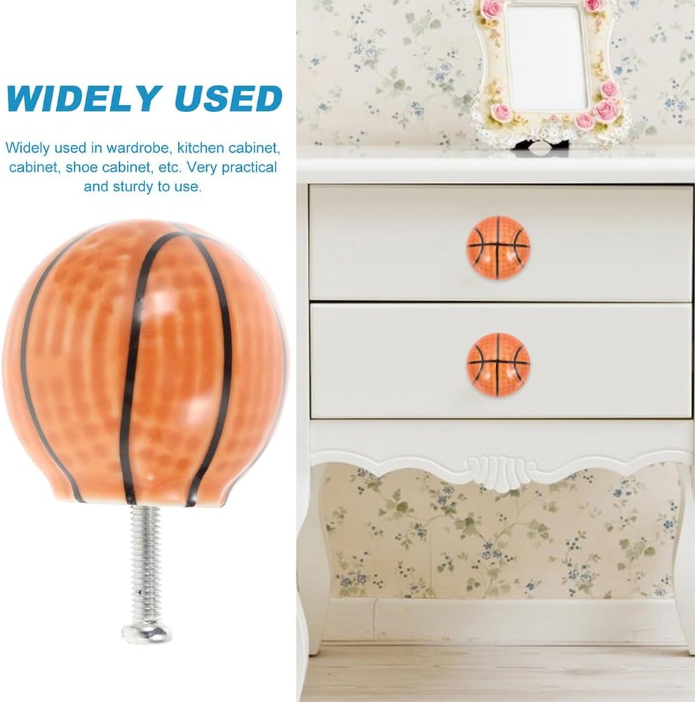 Garneck 12 pcs Basketball Shape Cabinet Knobs Matte Finish Pulls for Furniture and Wardrobe Sports Theme Hardware for Kids Rooms and Home Decor