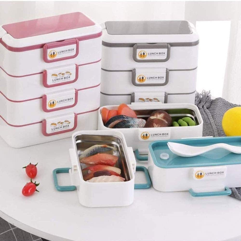 Cesta de almacenamiento para compras, tienda minorista, cesta de picnic, lonchera, caja de almuerzo apilable portátil reutilizable, contenedor de transporte de alimentos de acero inoxidableab