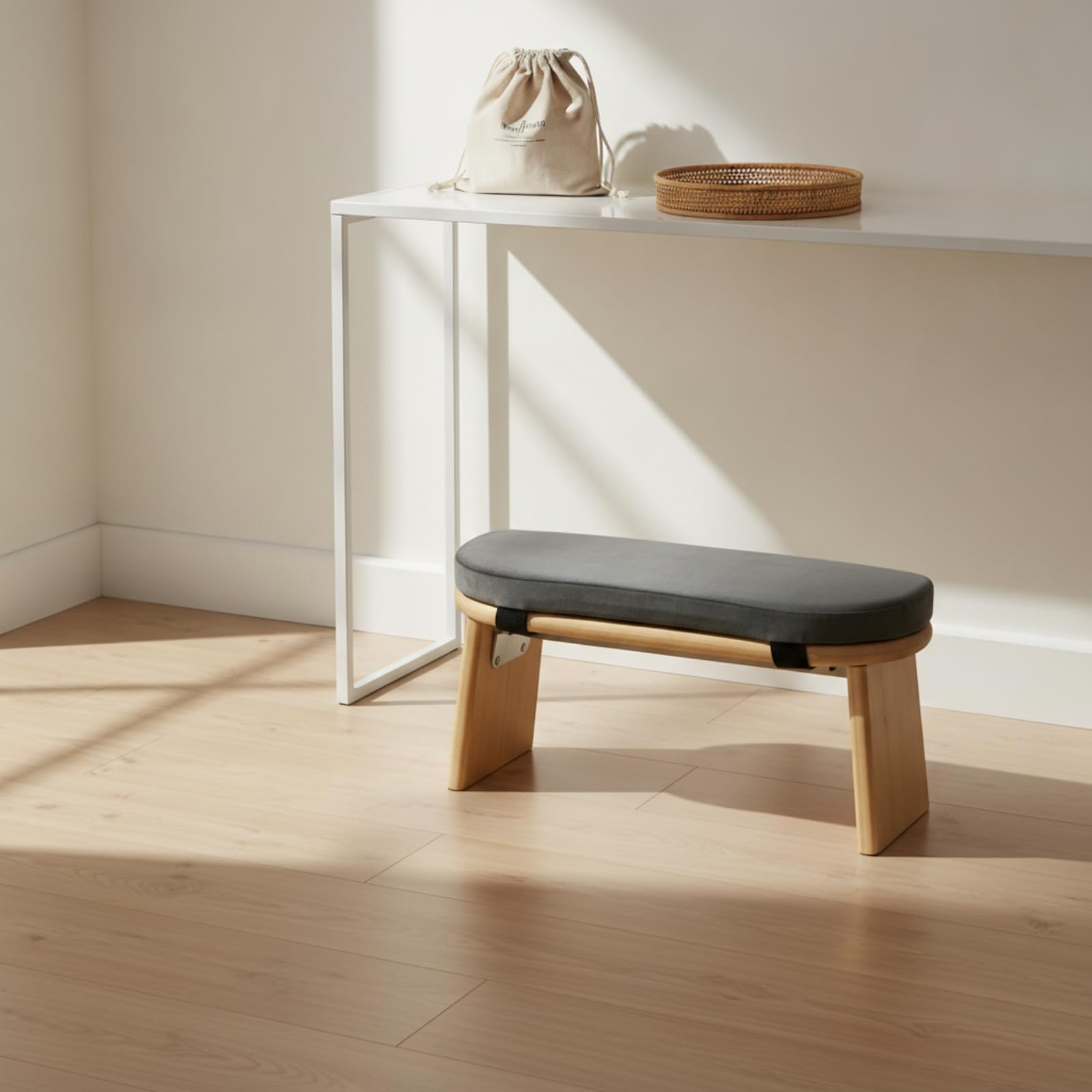 Asiento Meditación con Respaldo Curvo Cojín Acolchado Extraíble con Cremallera para Postura Correcta en el Suelo Acuado para Prácticas Espirituales y Lectura, Negro