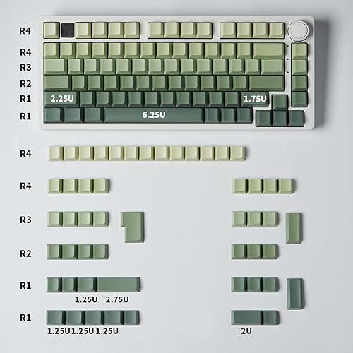 Miniatura 8 de mintcaps PBT Doubleshot - Teclas retroiluminadas de color azul degradado, juego completo de 134 teclas, teclas de teclado personalizadas para 60%,