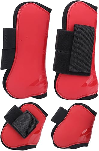 Pssopp Juego de 4 botas de tendón de caballo, botas de caballo gruesas de poliuretano con protección para caballo, ligeras, frente abierto, patas de