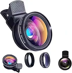 Lente macro para fotografia profissional para smartphone 12.5x E Super Ângulo Amplo 0.45x, lentes macro para iPhone, Samsung, Galaxy, celular Android acessório de lente macro para celular