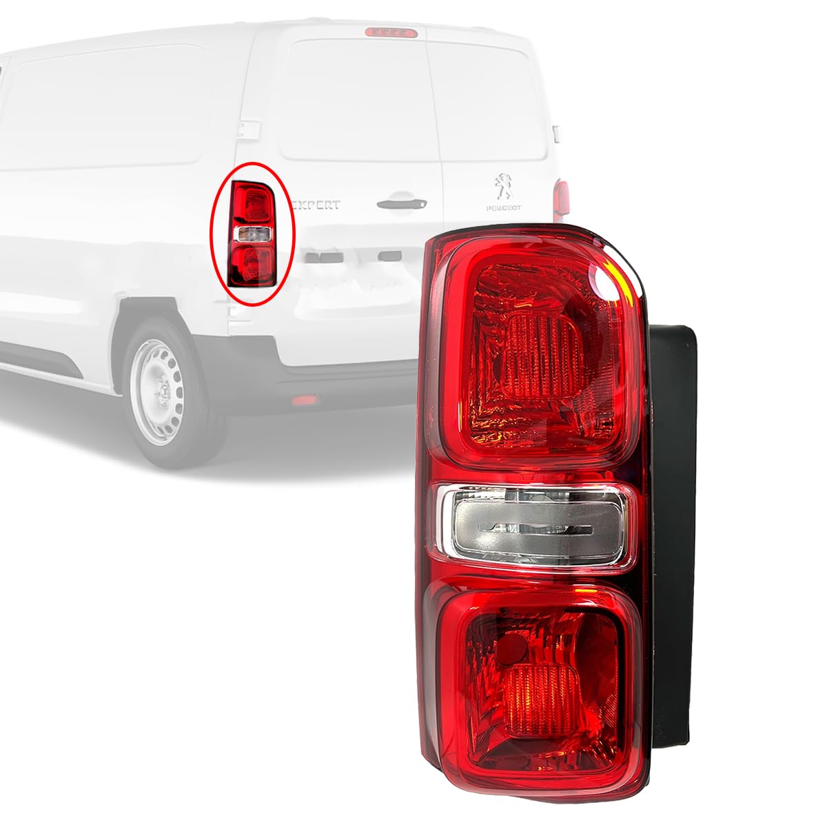 Générique Feu arrière Feux arrière Gauche Compatible avec Peugeot Expert Citroen Jumpy Toyota Proace Opel Zafira Vivaro 2016-968311548000002 SU001A4081 9808243180 E-Mark