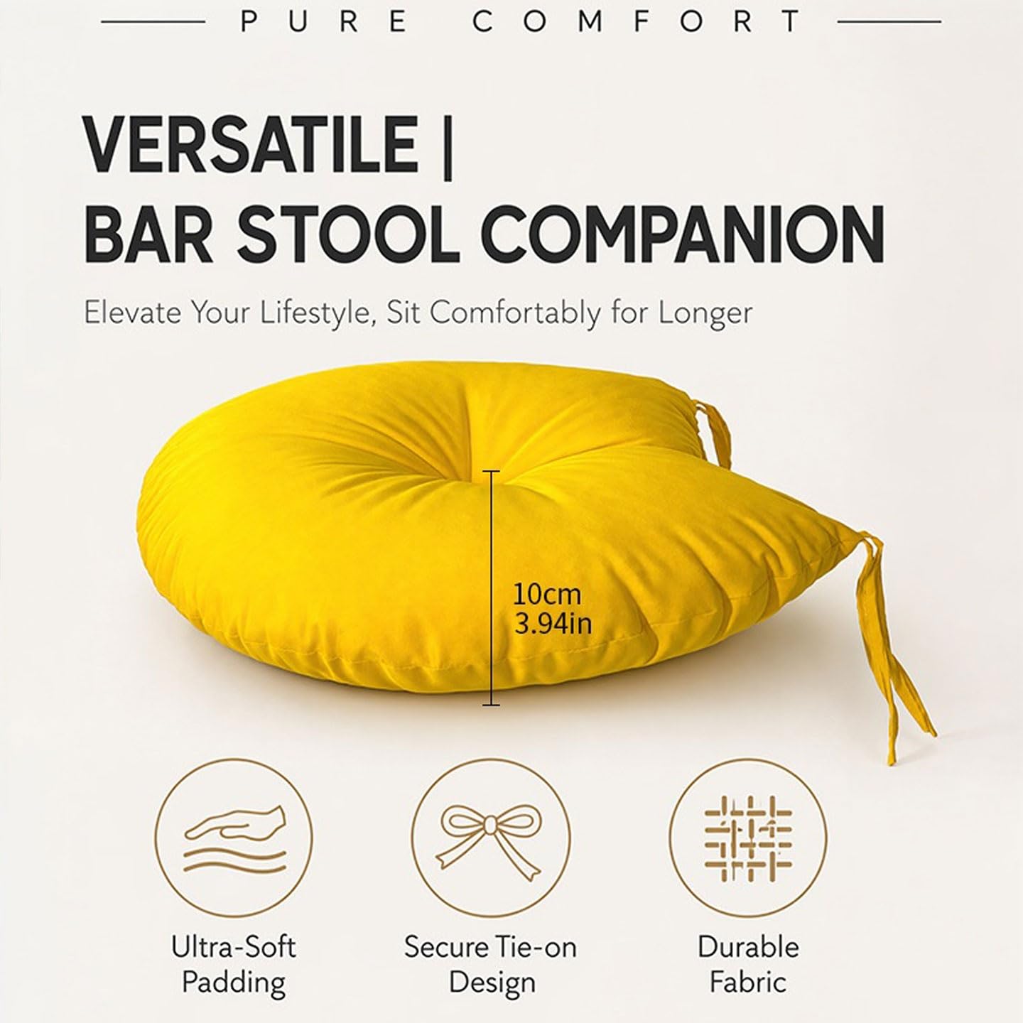 Genérico Cojín for Silla Forma Herradura Tela Oxford Impermeable | Relleno Algodón PP Alta Resiliencia 40x35cm, Taburetes Bar, Terraza y Comedor(Beige,6pcs:40x35cm)