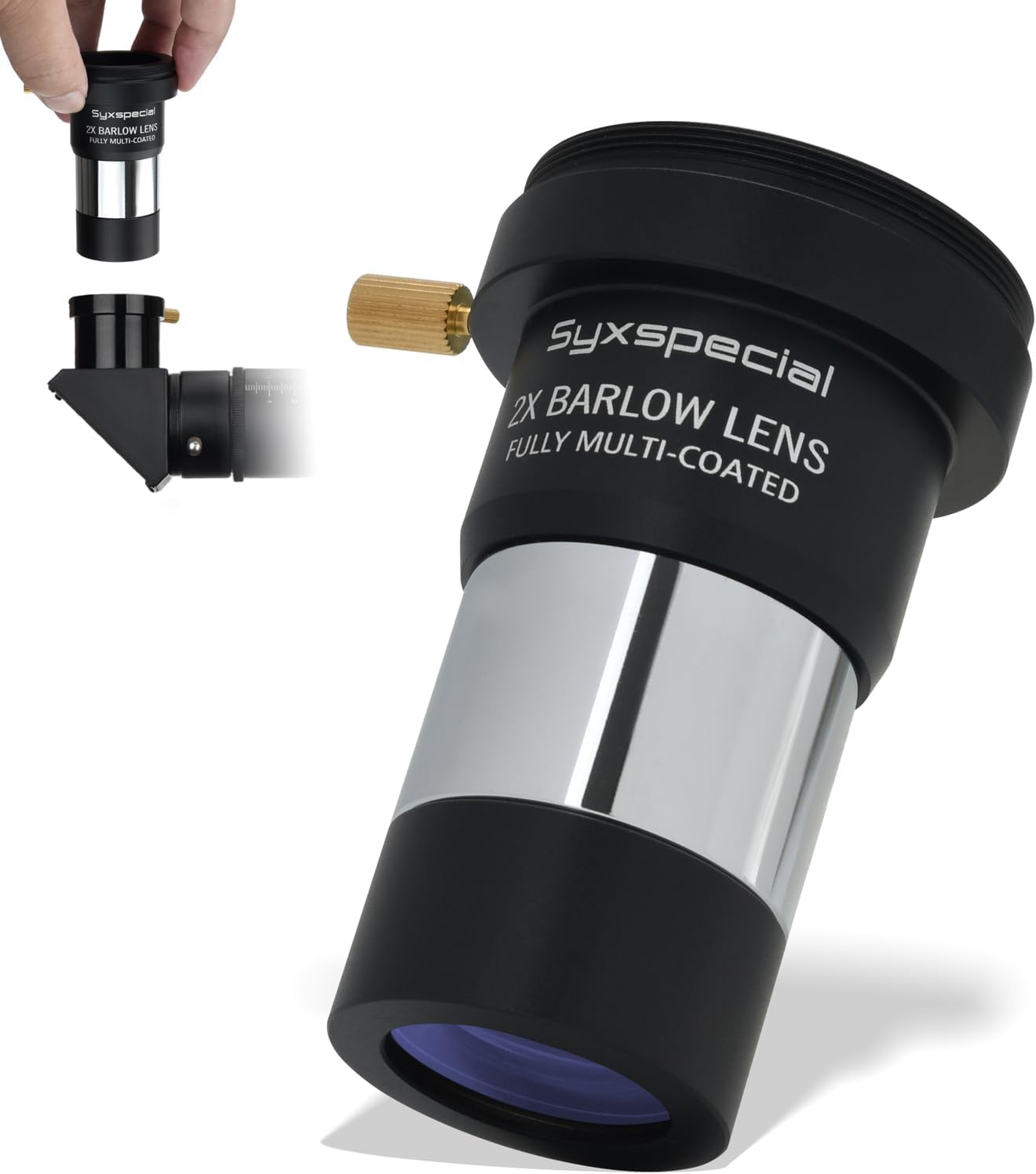 Barlow Lens 2X, Syxspecial 1.25 Inch Fully Multi-Coated Metal Barlow Lens with M42 Thread Camera Connect Interface for Telescope Eyepiece