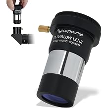 Barlow Lens 2X, Syxspecial 1.25 Inch Fully Multi-Coated Metal Barlow Lens with M42 Thread Camera Connect Interface for Telescope Eyepiece