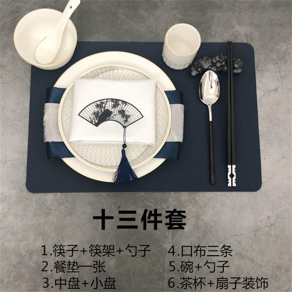 A Set Of Cutlery Set Bone China Dinner Plate Restaurant Round Plate Dish Plate Placemat Set
