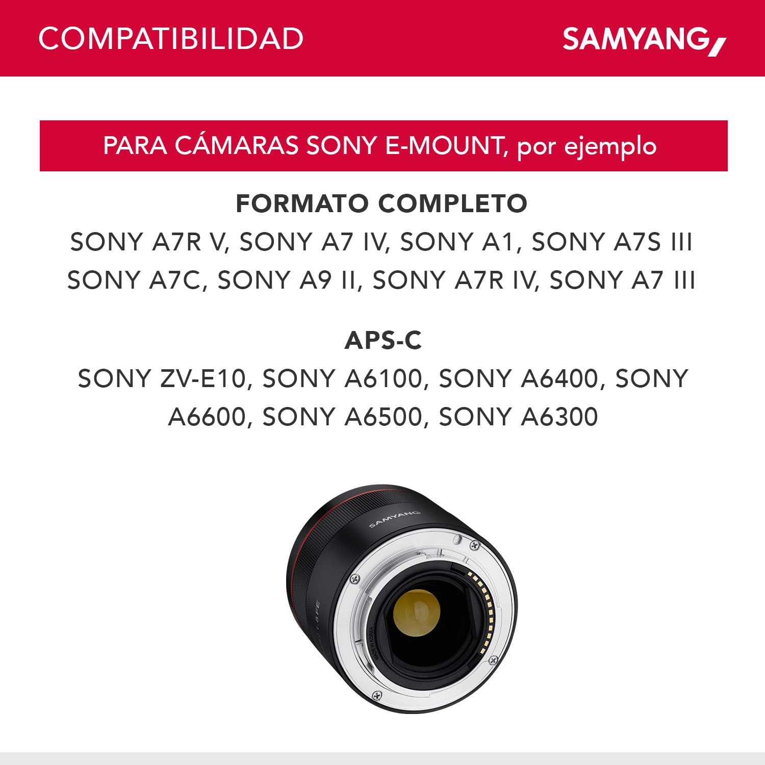 Samyang AF 45 MM F1.8 FE SONY E - Objetivo de formato completo para cámaras Sony Alpha sin espejo (montura FE y E, formato completo, sensor APS-C, rosca de 49 mm)