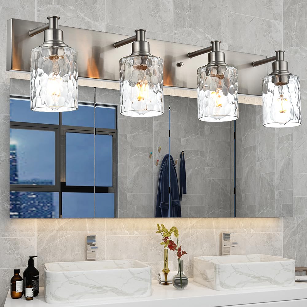 Amazon.com: BONLICHT 4-Light Bathroom Vanity Light Fixture Brushed ...