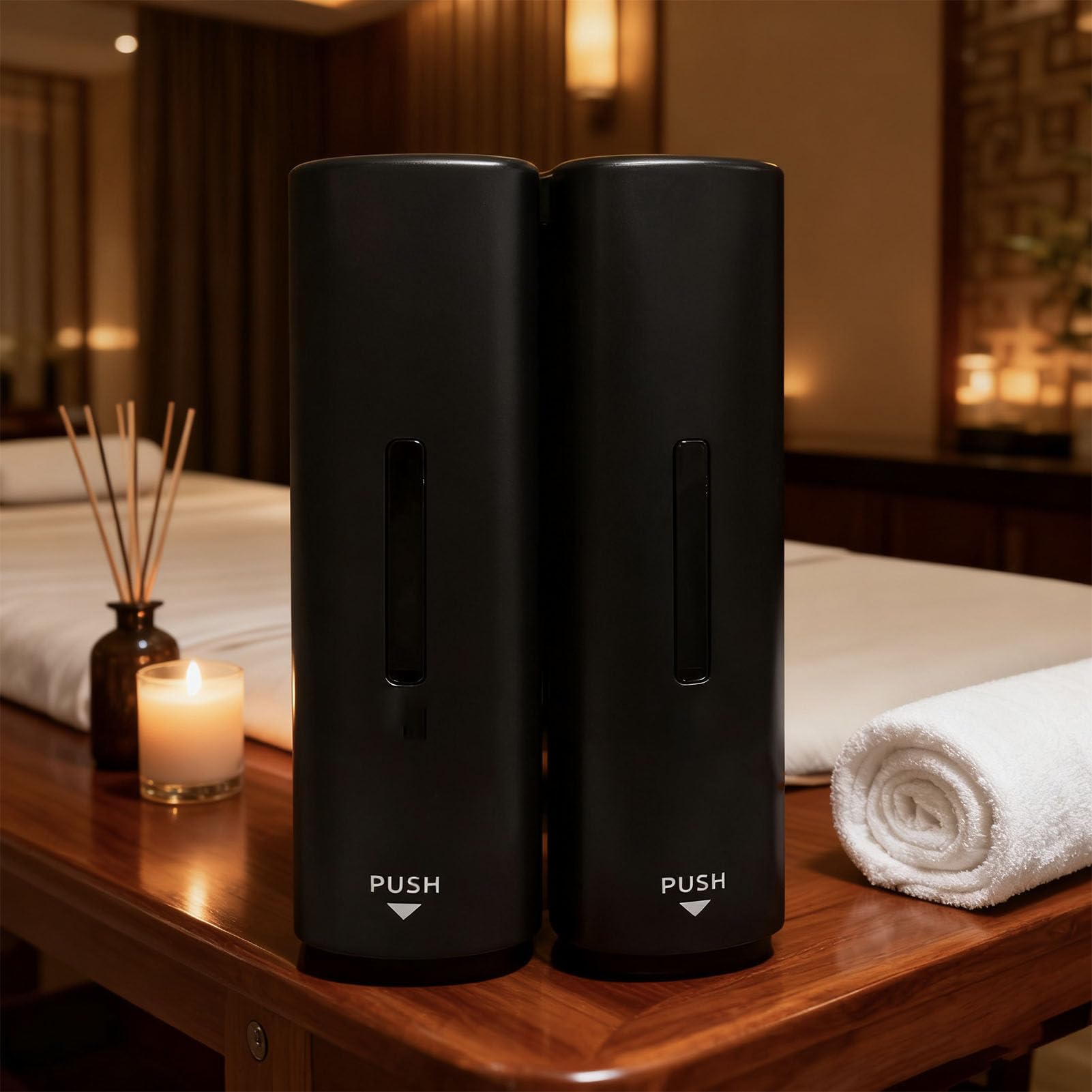 Distributore doccia sapone liquido 2 scomparti 350 ml ciascuno montaggio a parete o su piano in ABS per bagno hotel (Grigio)