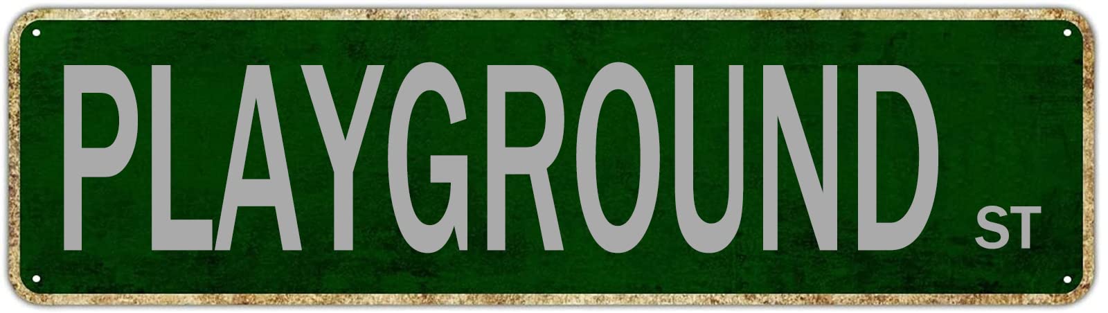 Playground St Retro Tin Signs Aluminum Metal Sign Plaque for Home Bedroom Garden Wall Living Room Outdoor Pub Club Decor 4x16 Inch