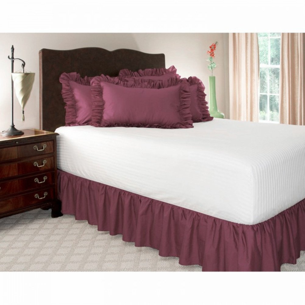 Jupe sommier élastique 135x200cm cache-sommier anti-rides couleur unie